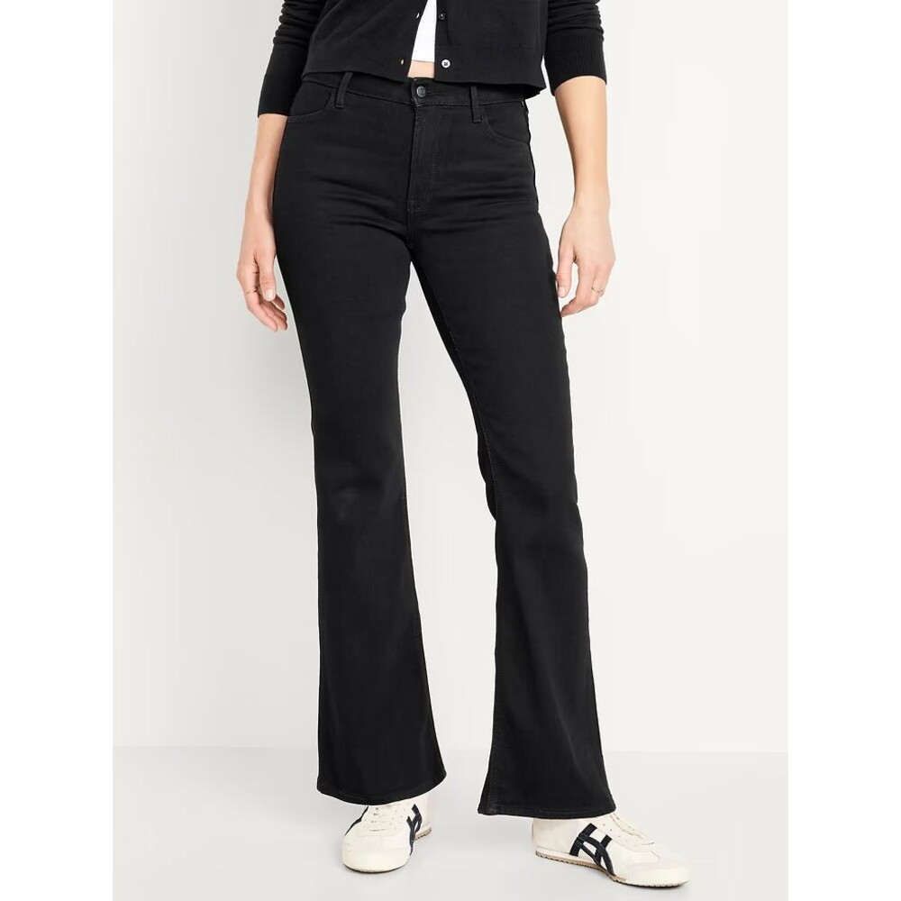 Old Navy High Rise WOW Flare Jeans Womens 2 Black Cotton Stretch NEW